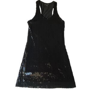 Twentyone Women’s Sleeveless Sexy Sequin Mini Dress size S, Black, Deep Neck